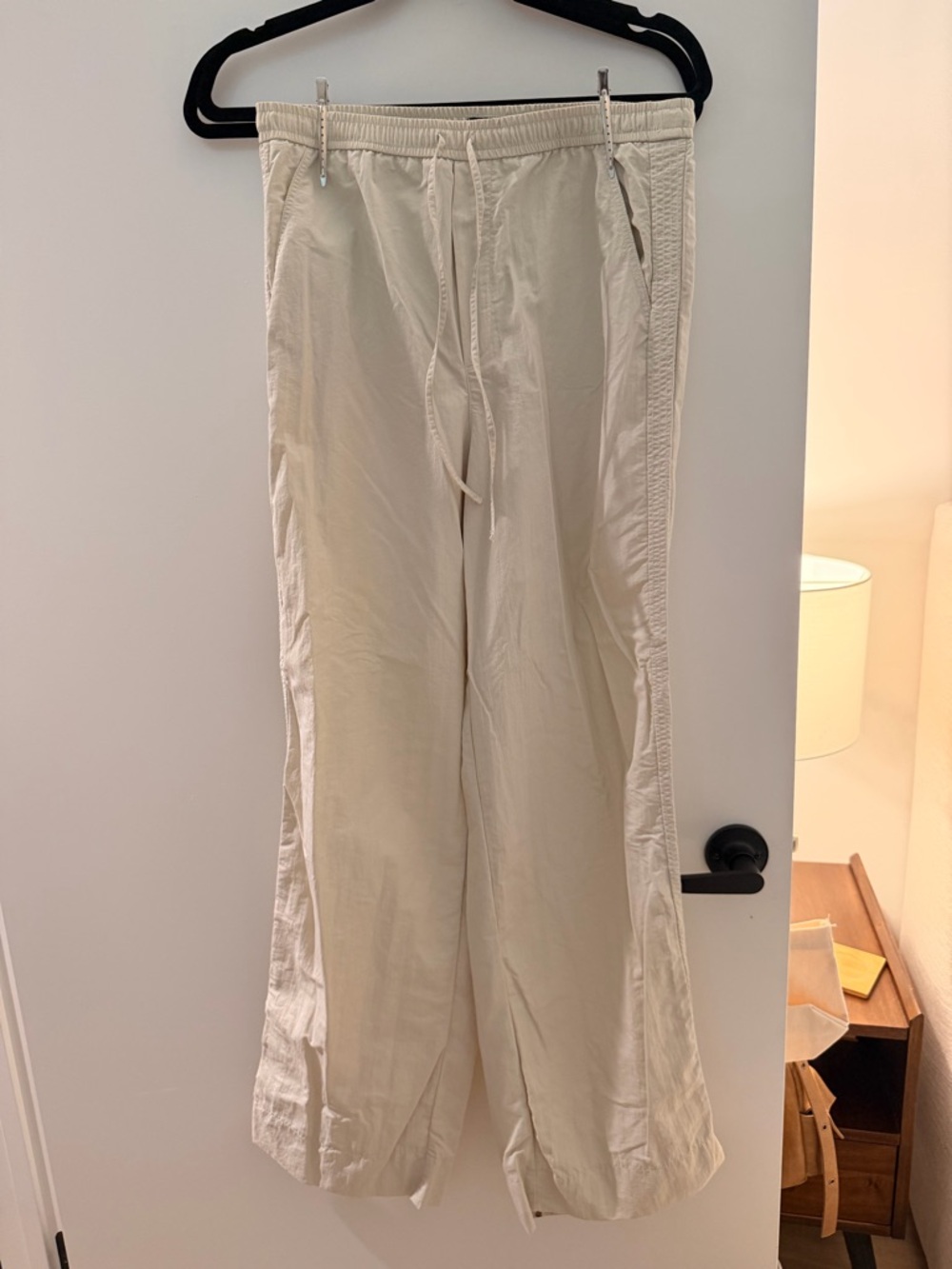 Zara Women’s Beige Drawstring Nylon Pants